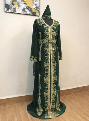 Black color Full Sleeves Handmade Moroccan Kaftan 3