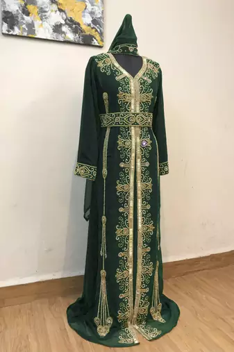 Black color Full Sleeves Handmade Moroccan Kaftan