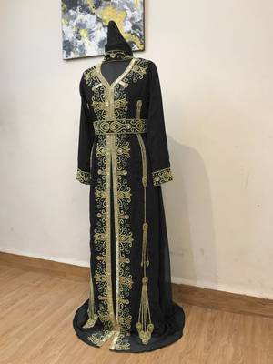 Black color Full Sleeves Handmade Moroccan Kaftan 4