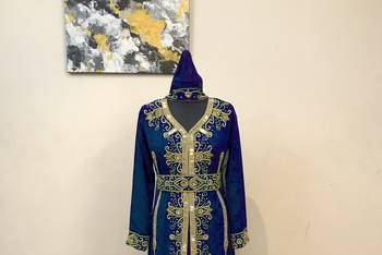 Navy-Blue color Full Sleeves Handmade Moroccan Kaftan 2