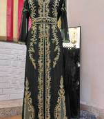 Black color luxurious Full Sleeves Handmade Moroccan Kaftan.