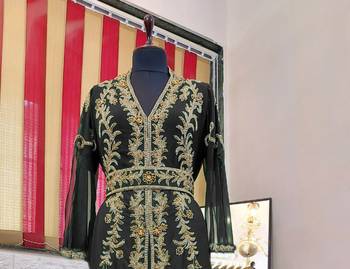 Black color Full Sleeves Handmade Moroccan Kaftan 2