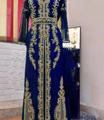 Navy-Blue color luxurious Full Sleeves Handmade Moroccan Kaftan.
