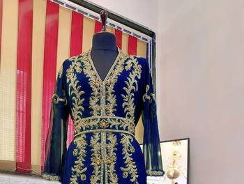 Navy-Blue color Full Sleeves Handmade Moroccan Kaftan 2