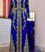 Royal-Blue color luxurious Full Sleeves Handmade Moroccan Kaftan.