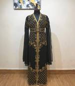 Black color luxurious Long Sleeves Handmade Moroccan Kaftan.