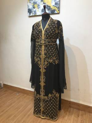 Black color Long Sleeves Handmade Moroccan Kaftan 2