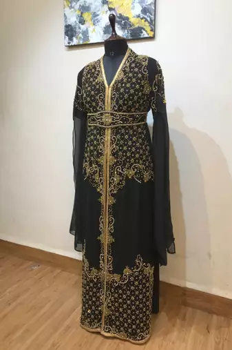 Black color Long Sleeves Handmade Moroccan Kaftan