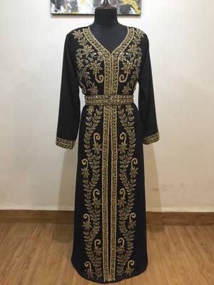 Black color Full Sleeves Handmade Moroccan Kaftan 1