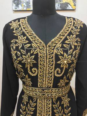 Black color Full Sleeves Handmade Moroccan Kaftan 2