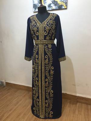 Navy-Blue color Full Sleeves Handmade Moroccan Kaftan  3