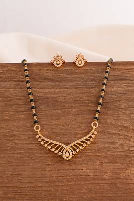 Black beads mangalsutra SHORT with matching earrings 4