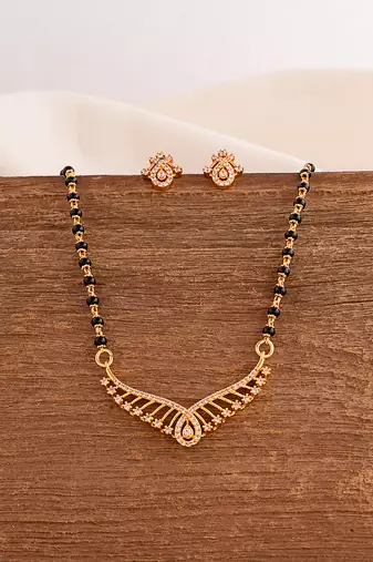 Black beads mangalsutra SHORT with matching earrings