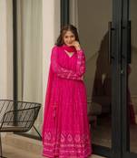 Pink Embroidered Georgette Anarkali Suit