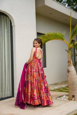 Pink Printed Silk Maxi Suit Set 3