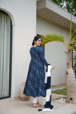 Blue Color Rayon Anarkali Suit Set  4