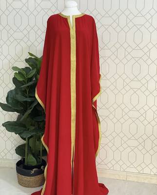 Red Islamic Zari Embroidered Georgette Stitched Stone Work Wedding Dresses 1