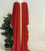 Red Islamic Zari Embroidered Georgette Stitched Stone Work Wedding Dresses