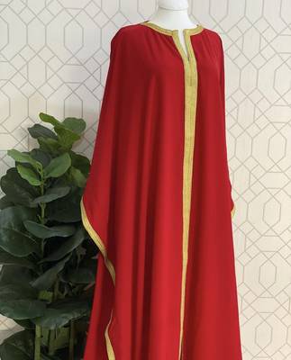 Red Islamic Zari Embroidered Georgette Stitched Stone Work Wedding Dresses 2