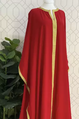 Red Islamic Zari Embroidered Georgette Stitched Stone Work Wedding Dresses