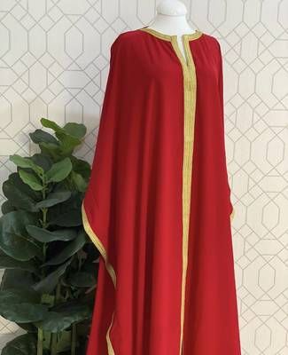 Red Islamic Zari Embroidered Georgette Stitched Stone Work Wedding Dresses 3