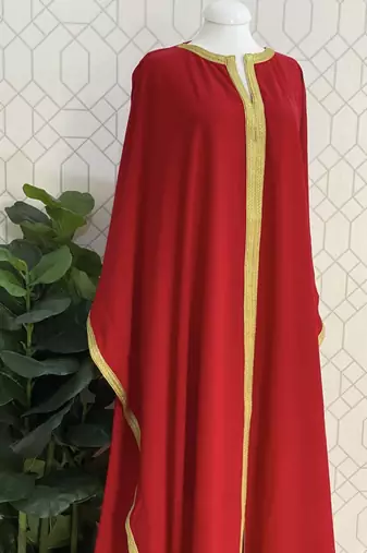 Red Islamic Zari Embroidered Georgette Stitched Stone Work Wedding Dresses
