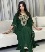Green Zari Embroidered Stone Work Georgette Casual Stitched Wedding Party Wear Dress