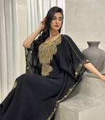 Black Zari Embroidered Stone Work Georgette Casual Stitched Wedding Party Wear Dress