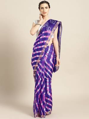 Hand Dyed Navy Blue Leheriya Kota Doria Sustainable Saree 1
