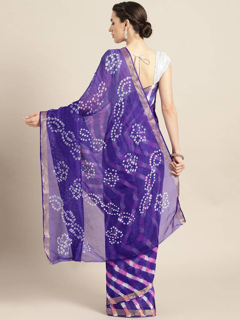 Hand Dyed Navy Blue Leheriya Kota Doria Sustainable Saree