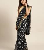 Hand Dyed Black Leheriya Kota Doria Sustainable Saree