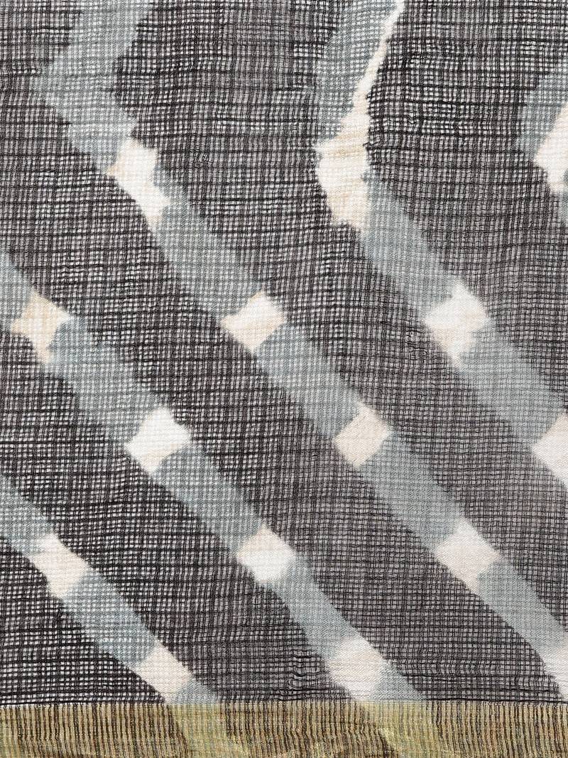 Hand Dyed Black Leheriya Kota Doria Sustainable Saree