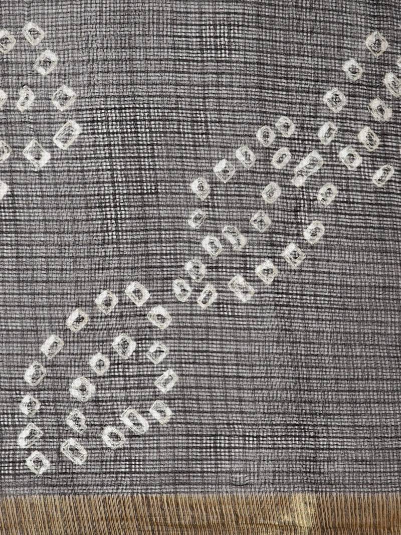 Hand Dyed Black Leheriya Kota Doria Sustainable Saree