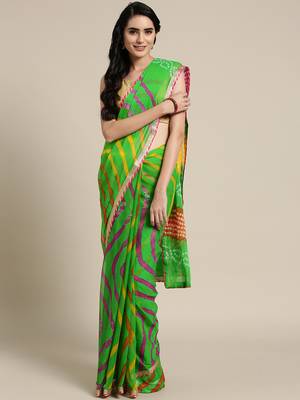 Bandhani Poly Chiffon Bandhani Saree 1