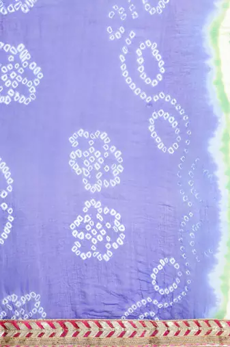 Hand Dyed Blue & Green Bandhani Chiffon Sustainable Saree
