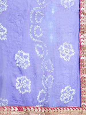 Hand Dyed Blue & Green Bandhani Chiffon Sustainable Saree 4