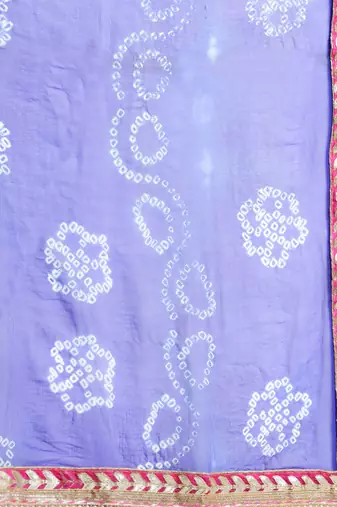 Hand Dyed Blue & Green Bandhani Chiffon Sustainable Saree