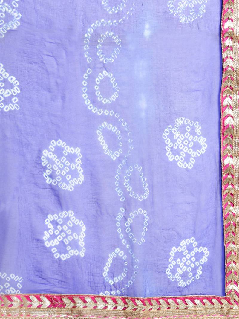 Hand Dyed Blue & Green Bandhani Chiffon Sustainable Saree