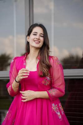 Pink Asymmetrical Organza Jacket Set 2