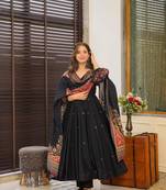 Black Printed Muslin Kurta Suit Set