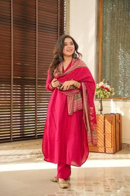 Berry Blush Muslin Kurta Suit Set 1