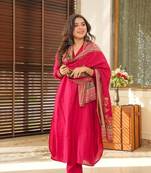 Berry Blush Muslin Kurta Suit Set