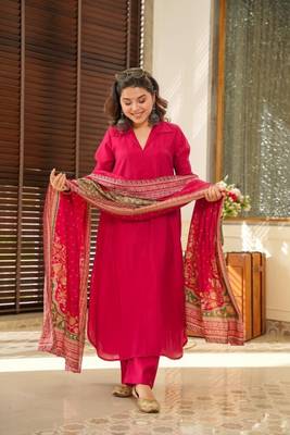 Berry Blush Muslin Kurta Suit Set 3