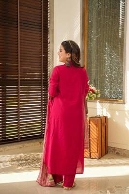 Berry Blush Muslin Kurta Suit Set 4