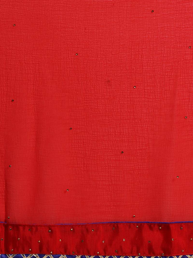 Red Hand Embellished Georgette Saree