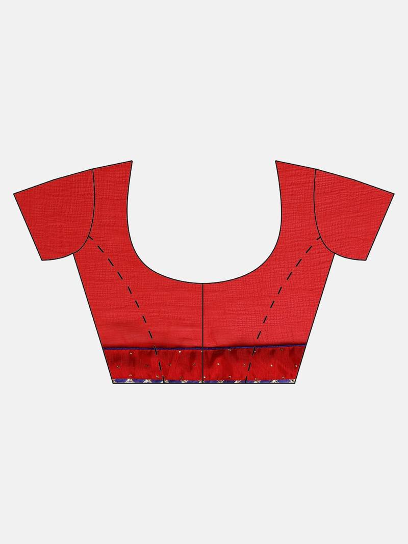 Red Hand Embellished Georgette Saree