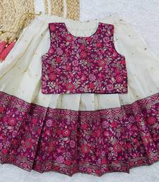 Girl's Traditional Maroon Readymade South Indian Pattu Pavadai Lehenga Choli For Kid's