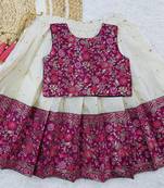 Girl's Traditional Maroon Readymade South Indian Pattu Pavadai Lehenga Choli For Kid's