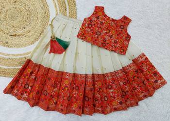 Girl's Traditional Red Readymade South Indian Pattu Pavadai Lehenga Choli For Kid's 2