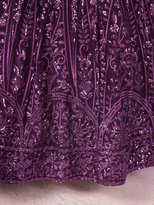 excellent purple sequins georgette lehenga set choli with dupatta 8